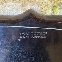 Load image into Gallery viewer, fine-quality-papier-mache-tray-impressed-makers-mark-b-walton-co-warranted-verso-scalloped-edge-gilt-decoration-black-gold-village-church-wolverhampton-style-lacquer-work-england-circa-1840s-for-sale-damon-blandford-antiques-scalloped-edge-rural-landscape-village-church-flowers-fine-trailing-gilt-swags-naturalistic-form-stark-contrast-black-ground-wolverhampton-style-japanning-lacquer-work-excellent-condition
