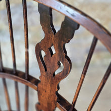 Load image into Gallery viewer, well-proportioned-hoop-stick-high-back-windsor-armchair-constructed-ash-saddled-elm-seat-central-shaped-splat-pierced-decoration-arm-bow-concave-shape-underarm-supports-turned-legs-H-shape-stretcher-comfortable-good-colour-buckinghamshire-lincolnshire-english-circa-1790-1800-1810-1820-for-sale-damon-blandford-antiques-stow-on-the-wold-cotswolds-antique-regional-provincial-furniture-seating
