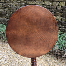 Load image into Gallery viewer, Good-tilt-top-pedestal-table-single-plank-top-tri-form-base-particularly-nice-ring-turned-column-constructed-in-ash-provincial-stylistically-regency-1830-small-size-delightful-table-lamp-stand-sofa-side-drinks-table-elegant-design-light-colour-contemporary-traditional-setting-english-circa-for-sale-damon-blandford-antiques-stow-on-the-wold-cotswolds-antique-furniture