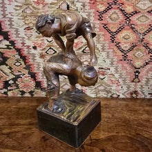 Load image into Gallery viewer, Good-19th-century-wood-carving-two boys-playing-leap-frog-single-block-linden-wood-finely-carved-folds-in-cloths-waves-in-hair-beautifully-capture-movement-wonderful-sculpture-freedom-joy-youth-european-for-sale-damon-blandford-antiques-stow-on-the-wold-cotswolds