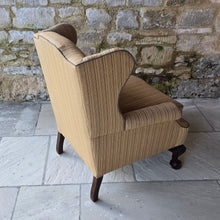 Load image into Gallery viewer, Fine-quality-georgian-wing-back-armchair-excellent proportions-scrolled-arms-well-carved-ball-and-claw-feet-very-comfortable-generous-proportions-feather-cushion-newly-re-upholstered-high-quality-fabric-elegant-magnificent-traditional-contemporary-setting-interior-design-for-sale-damon-blandford-antiques-stow-on-the-wold-cotswolds-seating-fabric