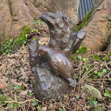 Load image into Gallery viewer, ornithological-bird-interest-well-cast-19th-century-european-painted-bronze-woodpeckers-stump-branch-tree-sculptor-natural-poise-foraging-tails-gaze-intently-focused-well-proportioned-life-size-bronze-excellent-condition-for-sale-damon-blandford-antiques-cotswolds