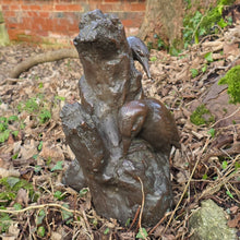 Load image into Gallery viewer, ornithological-bird-interest-well-cast-19th-century-european-painted-bronze-woodpeckers-stump-branch-tree-sculptor-natural-poise-foraging-tails-gaze-intently-focused-well-proportioned-life-size-bronze-excellent-condition-for-sale-damon-blandford-antiques-cotswolds