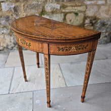 Load image into Gallery viewer, Fine C19th Adam Style Painted Satin Wood Demi Lune Games Table