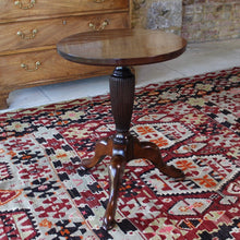 Load image into Gallery viewer, fine-quality-tripod-table-circular-top-single-plank-mahogany-top-raised-on-turned-reeded-baluster-shaped-support-tripod-base-well-selected-dense-timbers-crisply-carved-incredibly-stable-wine-lamp-table-for-sale-damon-blandford-antiques-stroud-stow-on-the-wold-cotswolds-gloucestershire-side-wine-lamp-table-interior-decoration-design