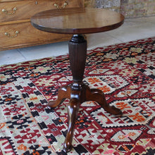 Load image into Gallery viewer, fine-quality-tripod-table-circular-top-single-plank-mahogany-top-raised-on-turned-reeded-baluster-shaped-support-tripod-base-well-selected-dense-timbers-crisply-carved-incredibly-stable-wine-lamp-table-for-sale-damon-blandford-antiques-stroud-stow-on-the-wold-cotswolds-gloucestershire-side-wine-lamp-table-interior-decoration-design