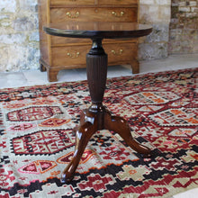 Load image into Gallery viewer, fine-quality-tripod-table-circular-top-single-plank-mahogany-top-raised-on-turned-reeded-baluster-shaped-support-tripod-base-well-selected-dense-timbers-crisply-carved-incredibly-stable-wine-lamp-table-for-sale-damon-blandford-antiques-stroud-stow-on-the-wold-cotswolds-gloucestershire-side-wine-lamp-table-interior-decoration-design