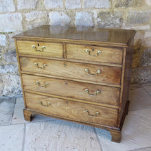 Load image into Gallery viewer, really-attractive-late-18th-century-sun-bleached-mahogany-chest-drawers-top-moulded-edge-two-short-three-long-graduated-drawers-pine-linings-cock-beading-original-brass-swan-neck-handles-bracket-feet-wonderful-straw-colour-fabulous-patina-patination-aesthetically-beautiful-furniture-light-colour-storage-space-decorative-appeal-english-circa-1790-for-sale-damon-blandford-antiques-stow-on-the-wold-cotswolds-stroud-gloucestershire-interior-design