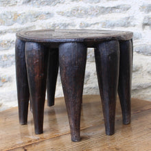 Load image into Gallery viewer, good-late-c19th-early-c20th-tribal-nupe-stool-elephant-table-carved-single-piece-hardwood-top-decorated-geometric-design-ten-shaped-legs-traditionally-made-nupe-people-central-nigeria-gift-grooms-to-brides-highly-decorative-tribal-art-for-sale-side-table-private-collection-damon-blandford-antiques-stow-on-the-wold-cotswolds-interiors