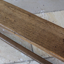 Load image into Gallery viewer, good-C18th-joined-oak-bench-splayed-legs-rectangular-form-united-by-H-shape-stretcher-pegged-mortise-tenon-joints-excellent-solid-condition-light-golden-colour-kitchen-entrance-hallway-boot-room-contemporary-period-interior-for-sale-seating-damon-blandford-antiques-stroud-stow-on-the-wold-cotswold-interior-design