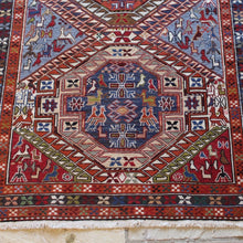 Load image into Gallery viewer, good-quality-highly-decorative-hand-woven-Shahsevan-tabriz-kilim-produced-north-west-Iran-large-central-medallions-central-field-borders-profusely-decorated-all-over-bird-animal-motifs-excellent-condition-rug-predominantly-burnt-orange-cream-blue-colour-magnificent-traditional-contemporary-setting-1960s-for-sale-damon-blandford-antiques-phil-taylors-cool-stuff-stroud-cotswolds