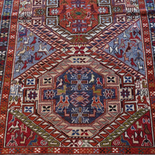 Load image into Gallery viewer, good-quality-highly-decorative-hand-woven-Shahsevan-tabriz-kilim-produced-north-west-Iran-large-central-medallions-central-field-borders-profusely-decorated-all-over-bird-animal-motifs-excellent-condition-rug-predominantly-burnt-orange-cream-blue-colour-magnificent-traditional-contemporary-setting-1960s-for-sale-damon-blandford-antiques-phil-taylors-cool-stuff-stroud-cotswolds