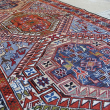 Load image into Gallery viewer, good-quality-highly-decorative-hand-woven-Shahsevan-tabriz-kilim-produced-north-west-Iran-large-central-medallions-central-field-borders-profusely-decorated-all-over-bird-animal-motifs-excellent-condition-rug-predominantly-burnt-orange-cream-blue-colour-magnificent-traditional-contemporary-setting-1960s-for-sale-damon-blandford-antiques-phil-taylors-cool-stuff-stroud-cotswolds