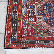 Load image into Gallery viewer, good-quality-highly-decorative-hand-woven-Shahsevan-tabriz-kilim-produced-north-west-Iran-large-central-medallions-central-field-borders-profusely-decorated-all-over-bird-animal-motifs-excellent-condition-rug-predominantly-burnt-orange-cream-blue-colour-magnificent-traditional-contemporary-setting-1960s-for-sale-damon-blandford-antiques-phil-taylors-cool-stuff-stroud-cotswolds