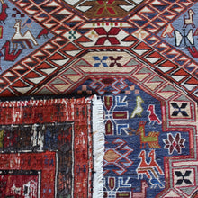 Load image into Gallery viewer, good-quality-highly-decorative-hand-woven-Shahsevan-tabriz-kilim-produced-north-west-Iran-large-central-medallions-central-field-borders-profusely-decorated-all-over-bird-animal-motifs-excellent-condition-rug-predominantly-burnt-orange-cream-blue-colour-magnificent-traditional-contemporary-setting-1960s-for-sale-damon-blandford-antiques-phil-taylors-cool-stuff-stroud-cotswolds