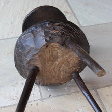 Load image into Gallery viewer, rare-18th-century-cornish-lace-makers-table-primitive-form-lower-tier-comprises-laminated-block-banded-oak-top-stick-legs-smaller-upper-tier-turned-column-banded-oak-top-fascinating-piece-cornish-vernacular-furniture-sofa-side-table-lamp-stand-excellent-condition-patina-for-sale-damon-blandford-antiques-stow-on-the-wold-cotswolds-folk-art-rural-crafts