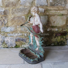 Load image into Gallery viewer, original-victorian-cast-iron-stick-umbrella-stand-young-Hercules-snake-greek-mythology-detailed-casting-probably-Colebrookdale-foundry-Shropshire-original-painted-finish-condition-excellent-age-use-for-sale-damon-blandford-antiques-stroud-stow-on-the-wold-cotswolds-interior-hallway-storage-decorative-design