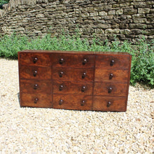 Load image into Gallery viewer, fine-quality-georgian-bank-of-drawers-well-figured-mahogany-veneers-top-cross-banded-twelve-drawers-dovetail-construction-lined-in-oak-nicely-turned-handles-really-useful-storage-for-large-collection-smaller-items-for-sale-damon-blandford-anttiques-cotswolds