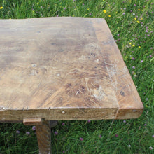 Load image into Gallery viewer, exceptionally-good-18th-century-french-refectory-table-oak-well-figured-single-plank-top-breadboard-ends-blacksmith-forged-iron-nails-trestle-style-supports-particularly-attractive-hand-carved-spiral-details-supports-united-by-deep-reeded-stretcher-wonderful-dinning-preparation-console-table-contemporary-or-period-setting-for-sale-damon-blandford-antiques-cotswolds