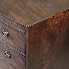 Load image into Gallery viewer, Excellent-example-late-18th-early-19th-century-mahogany-bow-fronted-chest-three-graduated-drawers-wonderful-colour-patination-loved-generation-family-central-london-chelsea-kings-road-fulham-alton-hampshire-war-bonnett-elegant-excellent-condition-for-sale-damon-blandford-antiques-stow-on-the-wold-cotswolds-antique-storage-furniture