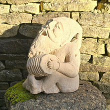 Load image into Gallery viewer, Wonderfully-detailed-carved-limestone-musician-gnome-large-scale-detailed-carving-bearded-gnome-seated-position-head-back-full-song-singing-playing-squeeze-box-concertina-inside-outside-mythical-protector-natural-environment-garden-folklore dating back-english-circa-1900-ornament-for-sale-damon-blandford-antiques-stow-on-the-wold-cotswolds
