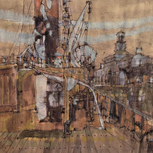 Load image into Gallery viewer, detailed-painting-steam-tug-servia-moored-maritime-museum-ramsgate-artist-John-Talbot-Hicks-impressed-newly-mounted-bespoke-made-hardwood-frame-circa-1970-for-sale-damon-blandford-antiques-stroud-stow-on-the-wold-cotswolds-wall-art
