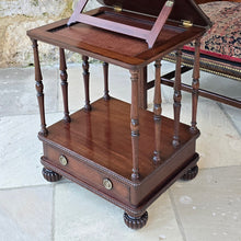 Load image into Gallery viewer, early-19th- century- low-library-table-book-stand-exceptionally-good-quality-condition-gillows-lancaster-london-hallmarks-gillows-&-co-workmen-design-book-music-stand-colour-elegant-example-single-drawer-reeded-bun-feet-sofa-side-table-for-sale-damon-blandford-antiques-stow-on-the-wold-cotswolds