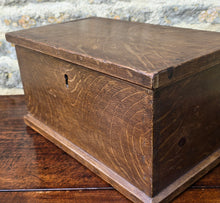 Load image into Gallery viewer, Wonderful-simulated-oak-table-top-chest-excellent-condition-original-faux-bois-scumble-simulating-oak-over-pine-historic-address-underside-lid-significant-interest-attractive-little-storage-chest-excellent-condition-for-sale-damon-blandford-antiques-cotswolds