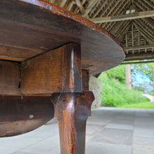 Load image into Gallery viewer, good-early-georgian-drop-leaf-table-excellent-colour-oval-top-decorative-shaped-freeze-cabriole-legs-pad-feet-compact-size-dinning-table-four-people-versatile-design-sofa-side-table-excellent-condition-for-sale-damon-blandford-antiques-cotswolds