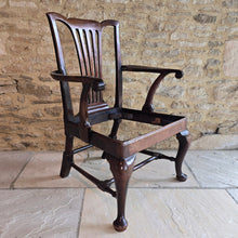 Load image into Gallery viewer, chippendale-period-mid-18th-century-mahogany-open-armchair-collection-of-lady-hambledon-buckinghamshire-fine-quality-chair-good-colour-generous-proportions-excellent-solid-condition-Christie's-sale-english-circa-1750-for-sale-damon-blandford-antiques-hall-chair-cabriole-legs-pad-feet-drop-in-upholstered-seat-stow-on-the-wold