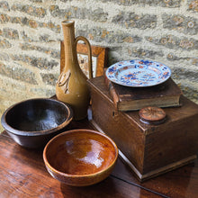 Load image into Gallery viewer, great-colour-studio-pottery-bowl-peter-dick-coxwold-pottery-north-yorkshire-20th-century-attractive-bowl-vibrant-treacle-colour-glaze-textured-surface-variations-in-colour-excellent-condition-impressed-mark-to-foot-for-sale-damon-blandford-antiques-cotswolds