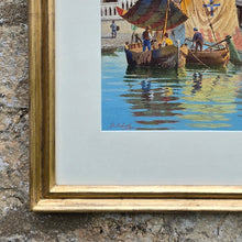 Load image into Gallery viewer, good-19th-century-gouache-painting-venice-italian-artist-b-salviati-rio-di-palazzo-doge’s-palace-bridge-of-sighs-sail-boats-foreground-vibrant-colourful-painting-grandeur-magnificent-location-new-bespoke-gilt-gesso-frame-antique-glass-for-sale-damon-blandford-antiques-stow-on-the-wold-cotswolds-wall-art-italy