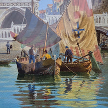 Load image into Gallery viewer, good-19th-century-gouache-painting-venice-italian-artist-b-salviati-rio-di-palazzo-doge’s-palace-bridge-of-sighs-sail-boats-foreground-vibrant-colourful-painting-grandeur-magnificent-location-new-bespoke-gilt-gesso-frame-antique-glass-for-sale-damon-blandford-antiques-stow-on-the-wold-cotswolds-wall-art-italy