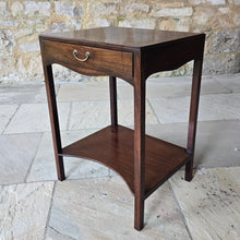 Load image into Gallery viewer, elegant-georgian-mahogany-side-centre-table-frieze-drawer-under-tier-highly-original-condition-fine-furniture-moulded-top-edge-oak-lined-drawers-dovetail-joints-original-brass-drop-handle-shaped-frieze-elegant-proportions-square-legs-concave-shaped-under-tier-sofa-side-table-lamp-table-english-circa-1740's-for-sale-damon-blandford-antiques-stow-on-the-wold