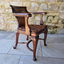 Load image into Gallery viewer, C19th Bow-Backed Leather Armchair Desk Chair