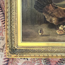 Load image into Gallery viewer, pair-two-delightful-19th-century-victorian-oil-paintings-on-canvas-artist-Robert-Cleminson-scenes-nature-rural-mother-hen-chicks-mother-duck-ducklings-beautifully-painted-signed-excellent-condition-mounted-good-quality-gilt-frames-provenance-for-sale-damon-blandford-antiques-stow-on-the-wold-fine-art-wall-art-decoration-interior-design