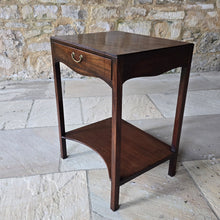 Load image into Gallery viewer, elegant-georgian-mahogany-side-centre-table-frieze-drawer-under-tier-highly-original-condition-fine-furniture-moulded-top-edge-oak-lined-drawers-dovetail-joints-original-brass-drop-handle-shaped-frieze-elegant-proportions-square-legs-concave-shaped-under-tier-sofa-side-table-lamp-table-english-circa-1740's-for-sale-damon-blandford-antiques-stow-on-the-wold