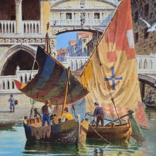 Load image into Gallery viewer, good-19th-century-gouache-painting-venice-italian-artist-b-salviati-rio-di-palazzo-doge’s-palace-bridge-of-sighs-sail-boats-foreground-vibrant-colourful-painting-grandeur-magnificent-location-new-bespoke-gilt-gesso-frame-antique-glass-for-sale-damon-blandford-antiques-stow-on-the-wold-cotswolds-wall-art-italy
