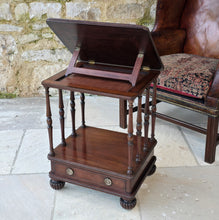 Load image into Gallery viewer, early-19th- century- low-library-table-book-stand-exceptionally-good-quality-condition-gillows-lancaster-london-hallmarks-gillows-&-co-workmen-design-book-music-stand-colour-elegant-example-single-drawer-reeded-bun-feet-sofa-side-table-for-sale-damon-blandford-antiques-stow-on-the-wold-cotswolds