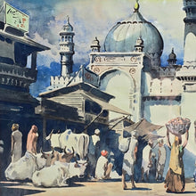 Load image into Gallery viewer, Indian Street Scene Watercolour Painting by G.D. Thyaga Raj (1930-1981)
