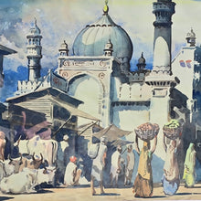 Load image into Gallery viewer, Indian Street Scene Watercolour Painting by G.D. Thyaga Raj (1930-1981)