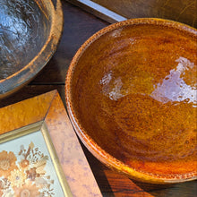 Load image into Gallery viewer, great-colour-studio-pottery-bowl-peter-dick-coxwold-pottery-north-yorkshire-20th-century-attractive-bowl-vibrant-treacle-colour-glaze-textured-surface-variations-in-colour-excellent-condition-impressed-mark-to-foot-for-sale-damon-blandford-antiques-cotswolds