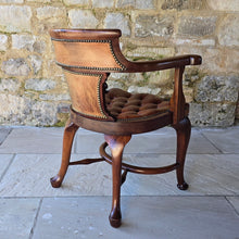 Load image into Gallery viewer, C19th Bow-Backed Leather Armchair Desk Chair