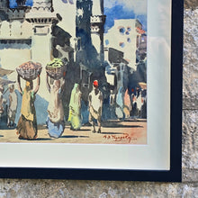 Load image into Gallery viewer, Indian Street Scene Watercolour Painting by G.D. Thyaga Raj (1930-1981)