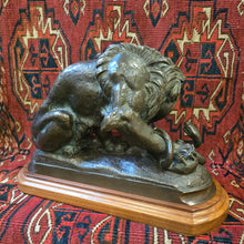 Load image into Gallery viewer, Fine-late-19th-century-patinated-bronze-lion-serpent-after-antoine-louis-barye-1796-1875-original-plaster-model-1832-museum-of-fine-arts-of-lyon-original-bronze-cast-1835-louvre-museum-paris-lion-confronting-crushing-serpent-metaphor-king-louis-philippe's-power-order-excellent-condition-for-sale-damon-blandford-antiques-cotswolds-stow-on-the-wold