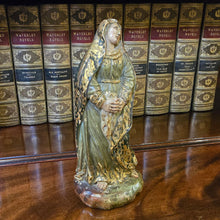 Load image into Gallery viewer, finely-carved-well-decorated-18th-century-Italian-polychrome-figure-our-lady-carved-limewood-detail-hands-feet-face-nicely-decorated-parcel-gilt-glass-eyes-excellent-condition-for-sale-damon-blandford-antiques-stow-on-the-wold-cotswolds