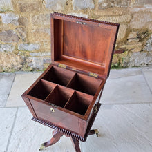 Load image into Gallery viewer, Good-quality-early-19th-century-Irish-cellarette-sarcophagus-form-pedestal-base-carved-acanthus-leaves-gadrooned-rope-twist-mouldings-brass-lion-mask-ring-carry-handles-oval-escutcheon-plate-original-lock-key-quadra-form-base-reeded-sabre-legs-hipped-carved-foliate-decoration-terminating-brass-box-toe-castors-furniture-excellent-colour-condition-patena-for-sale-damon-blandford-antiques-stow-on-the-wold-stroud-cotswolds-antique-drinks-bottles-storage