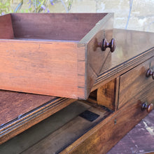 Load image into Gallery viewer, good-Regency-period-two-part-mahogany-campaign-chest-two short-three-long-graduated-drawers-excellent-quality-well-figured-timbers-wonderful-colour-patination-reeded-top-mahogany-lined-drawers-moulded-fronts-turned-wooden-drawer-pulls-feet-original-locks-brass-escutcheons-restricted-access-easy-to-move-for-sale-travel-furniture-antique-damon-blandford-antiques-stow-on-the-wold-stroud-cotswolds
