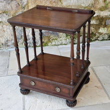 Load image into Gallery viewer, early-19th- century- low-library-table-book-stand-exceptionally-good-quality-condition-gillows-lancaster-london-hallmarks-gillows-&-co-workmen-design-book-music-stand-colour-elegant-example-single-drawer-reeded-bun-feet-sofa-side-table-for-sale-damon-blandford-antiques-stow-on-the-wold-cotswolds
