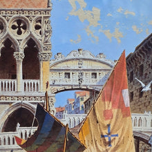 Load image into Gallery viewer, good-19th-century-gouache-painting-venice-italian-artist-b-salviati-rio-di-palazzo-doge’s-palace-bridge-of-sighs-sail-boats-foreground-vibrant-colourful-painting-grandeur-magnificent-location-new-bespoke-gilt-gesso-frame-antique-glass-for-sale-damon-blandford-antiques-stow-on-the-wold-cotswolds-wall-art-italy